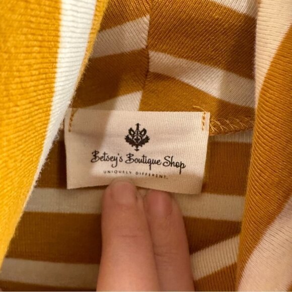 ❤️ Betsey’s Boutique Shop Striped Cowl Neck Sweatshirt Tunic Mustard D15 - Picture 8 of 11